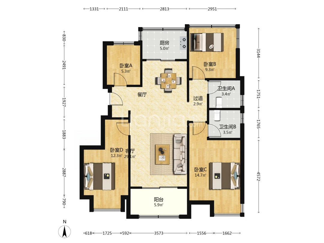 🔥真的一眼相中这个户型！