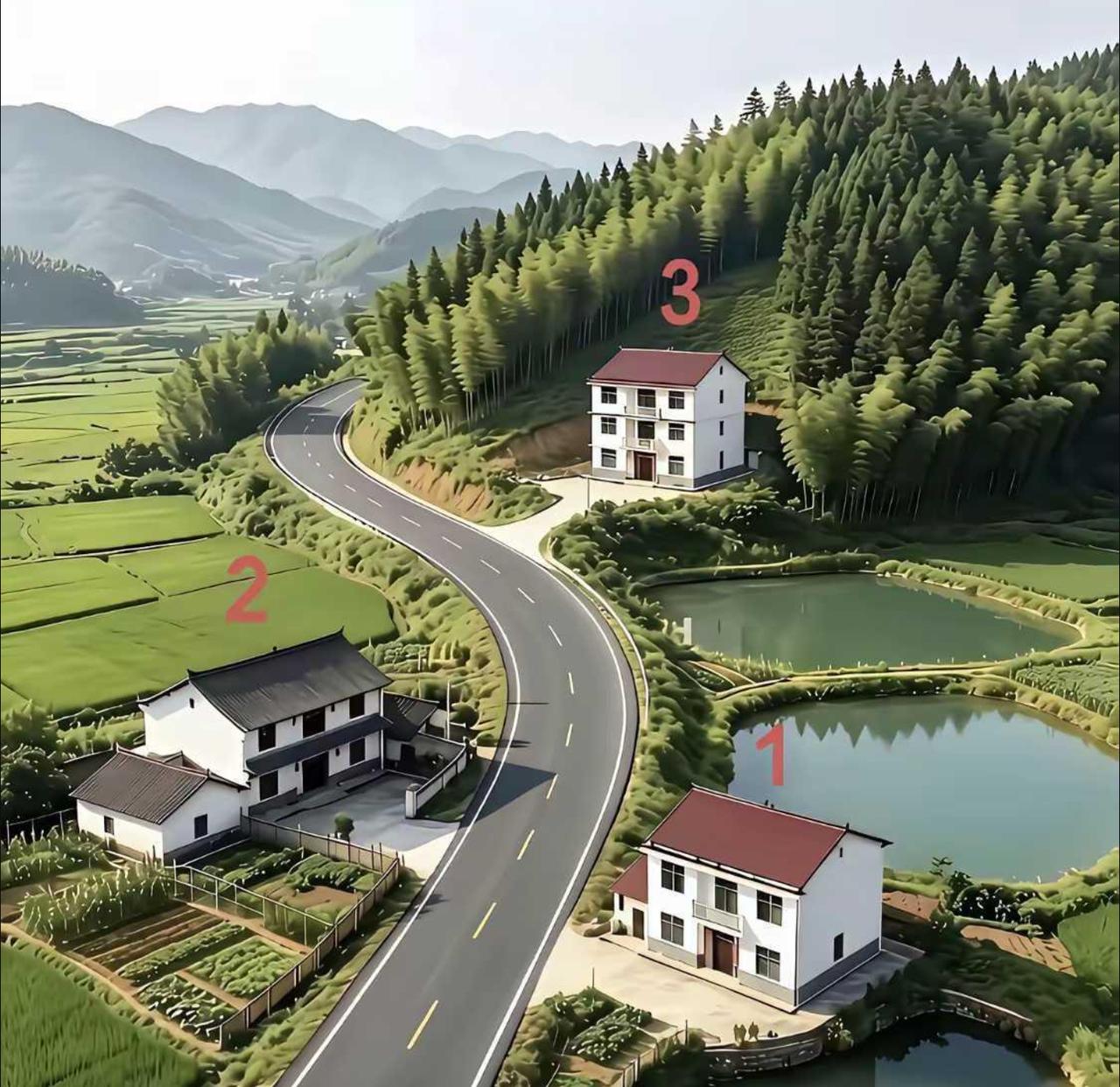 这三栋房子价格都一样，以风水等角度来讲，你们觉得买哪个最好？