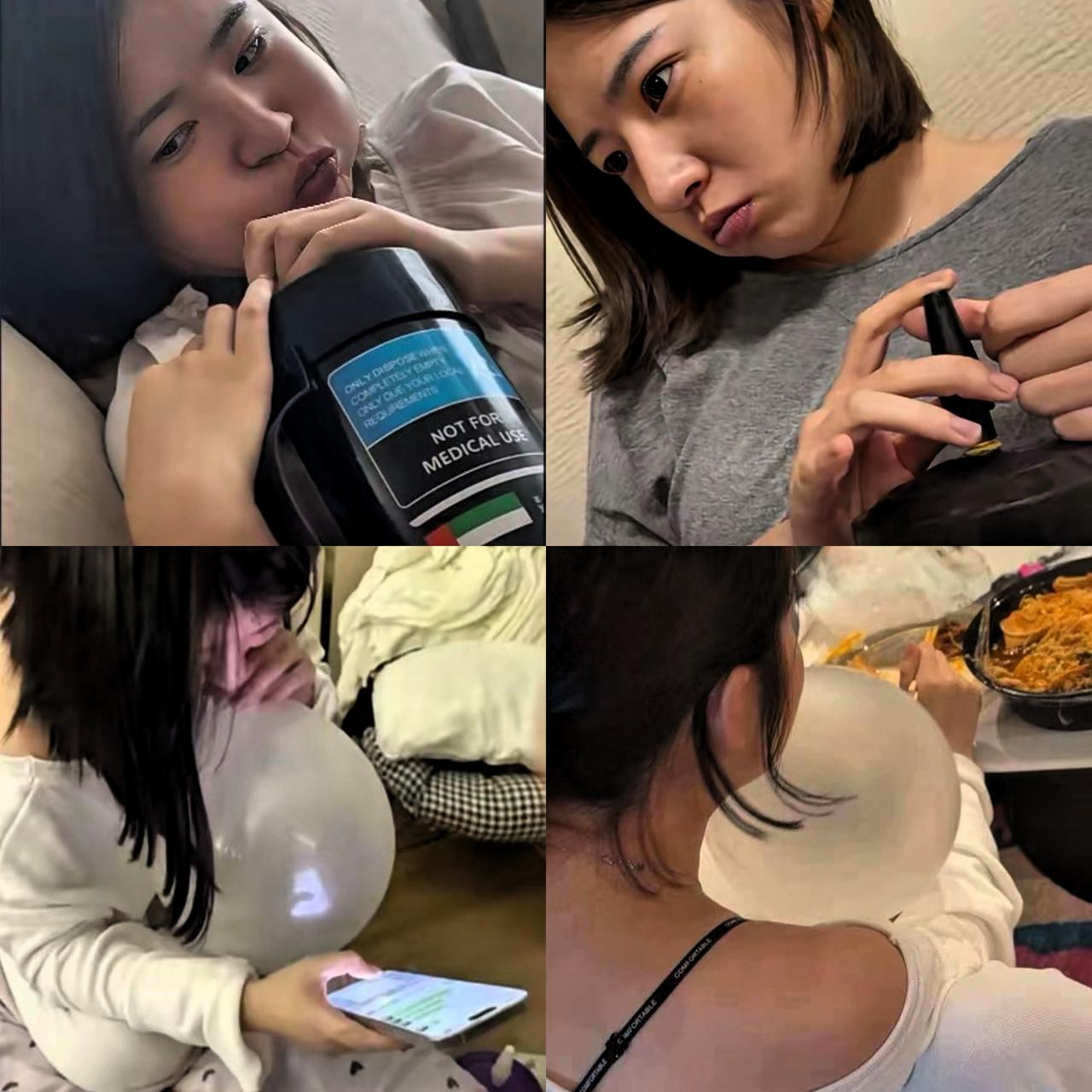 随着黄一鸣前男友，前闺蜜的上场，有关黄一鸣不为人知的爆料越来越多。黄一鸣吸气球