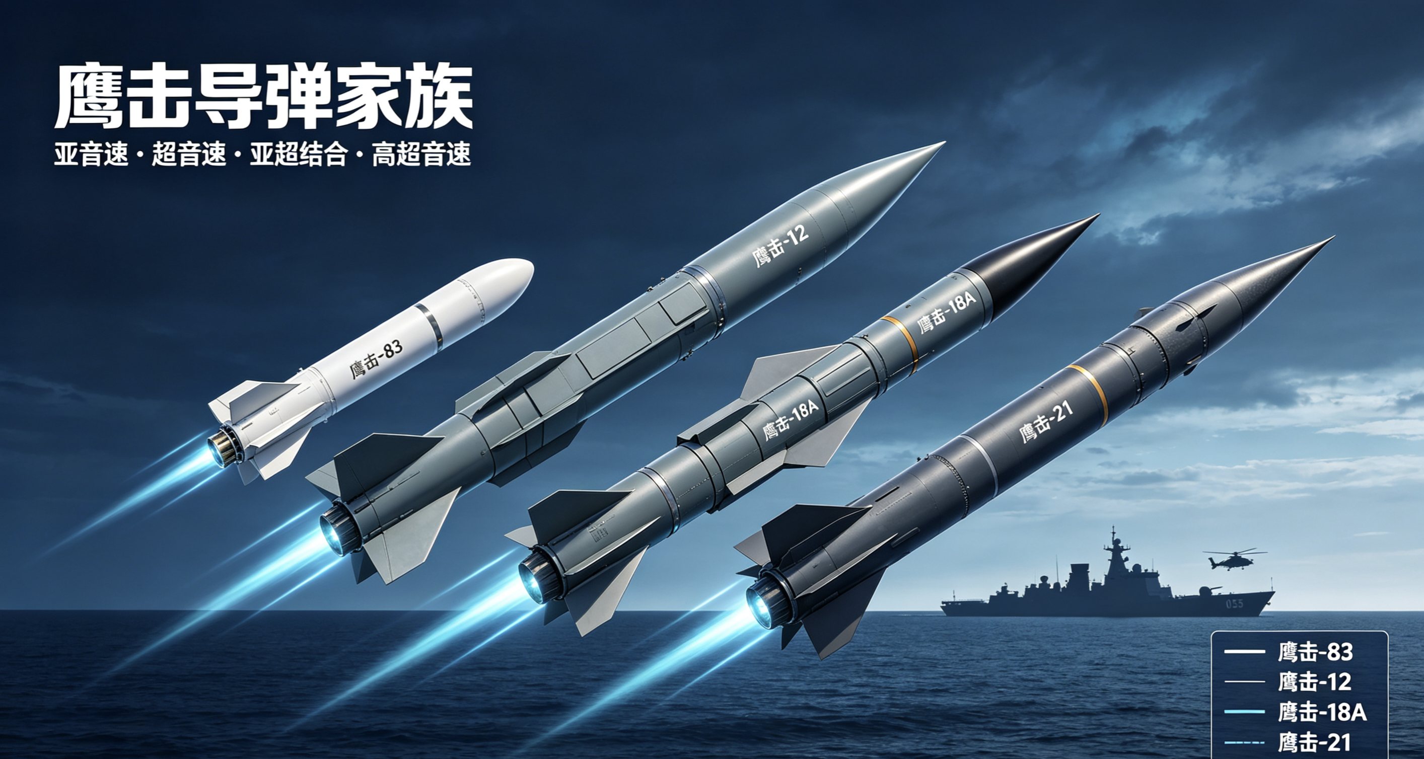 鹰击家族，海军反舰利剑！一文看懂国产鹰击全系列导弹