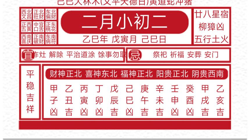 每日黄历吉凶宜忌2025年3月1日