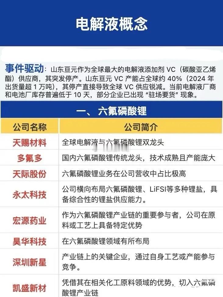 电解液概念梳理山东亘元作为全球最大的电解液添加剂VC（碳酸亚乙烯酯）供应商，其