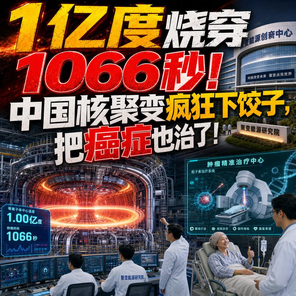 1亿度高温，1066秒稳定运行，582吨的核心部件。这三个数字，来自中国的核聚