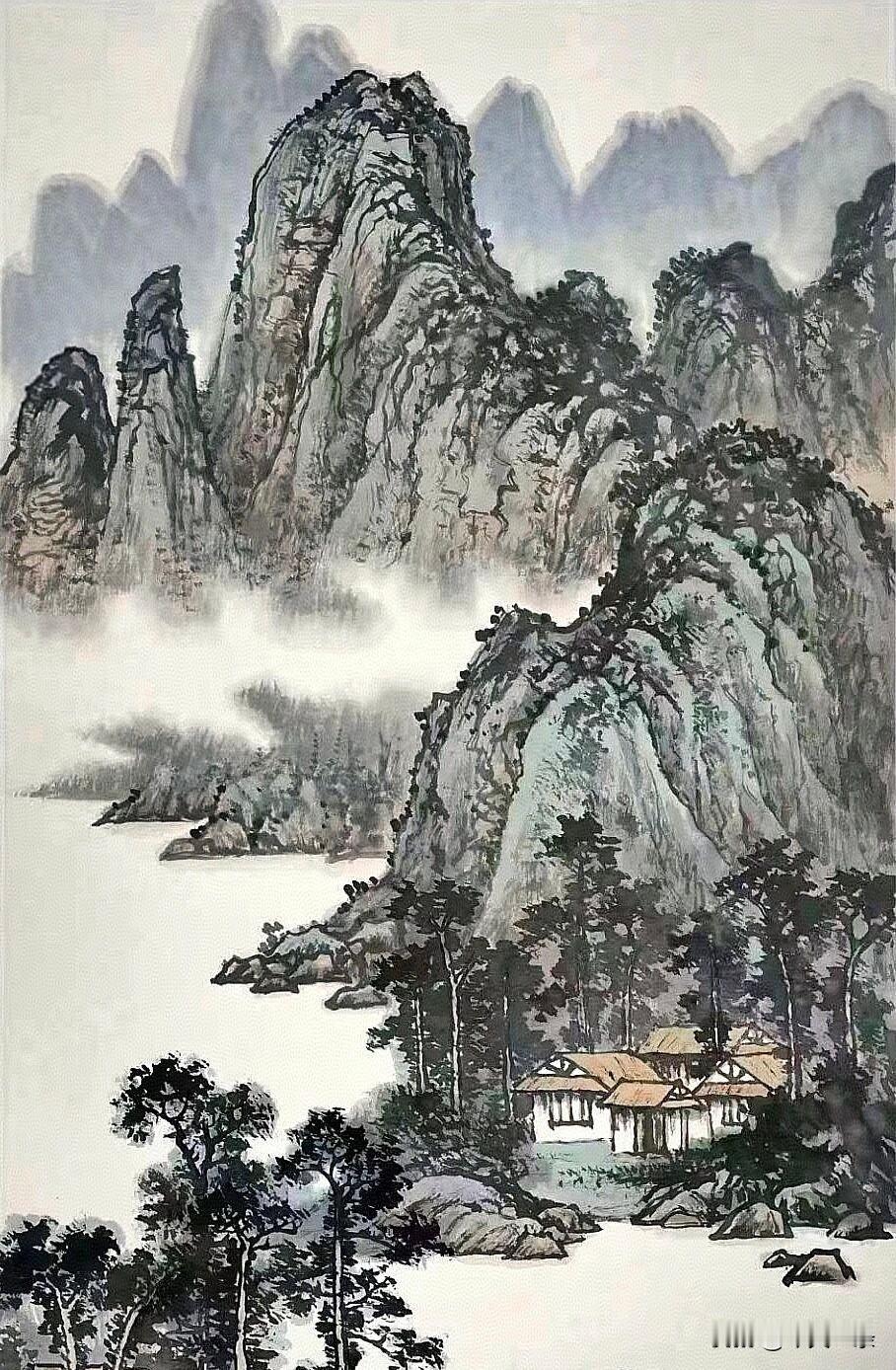 画一幅宋人词意问候祖国[祈祷]唐宋诗意国画中式写意风景国画风光中国画