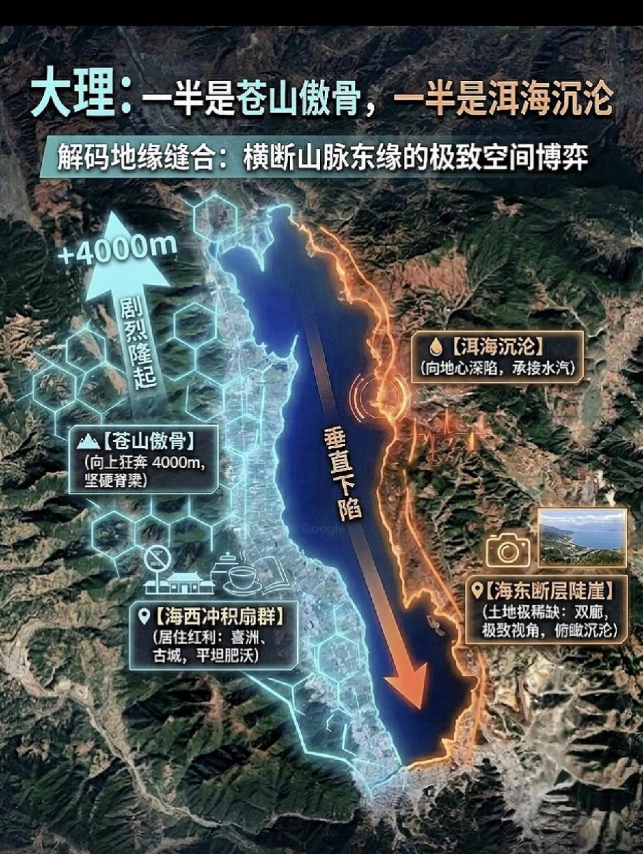 大理地处苍山洱海之间，地形以山地和湖泊为主，可开发土地空间有限。洱海保护红线、苍