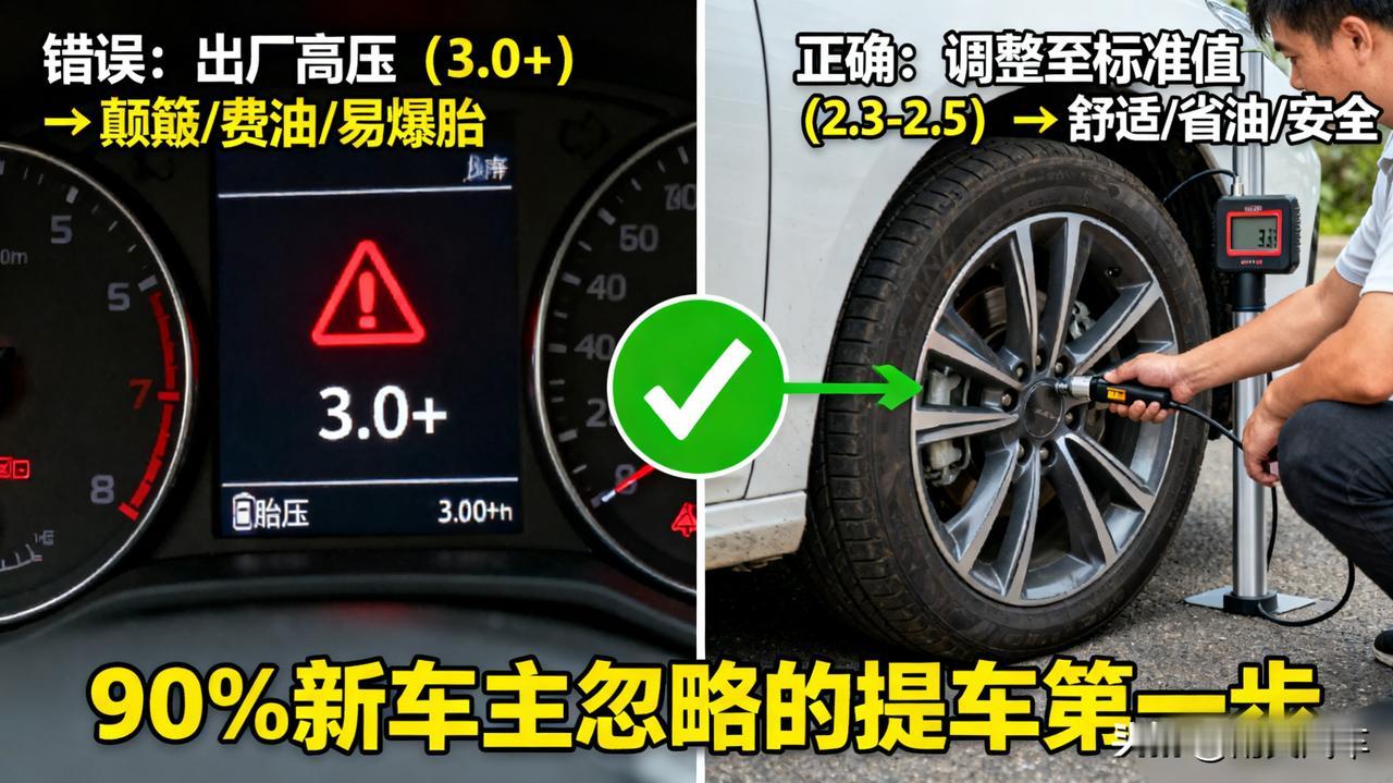 新车提回家，第一件事做什么？老司机：不是贴膜也不是装脚垫是检查胎压！很多新车