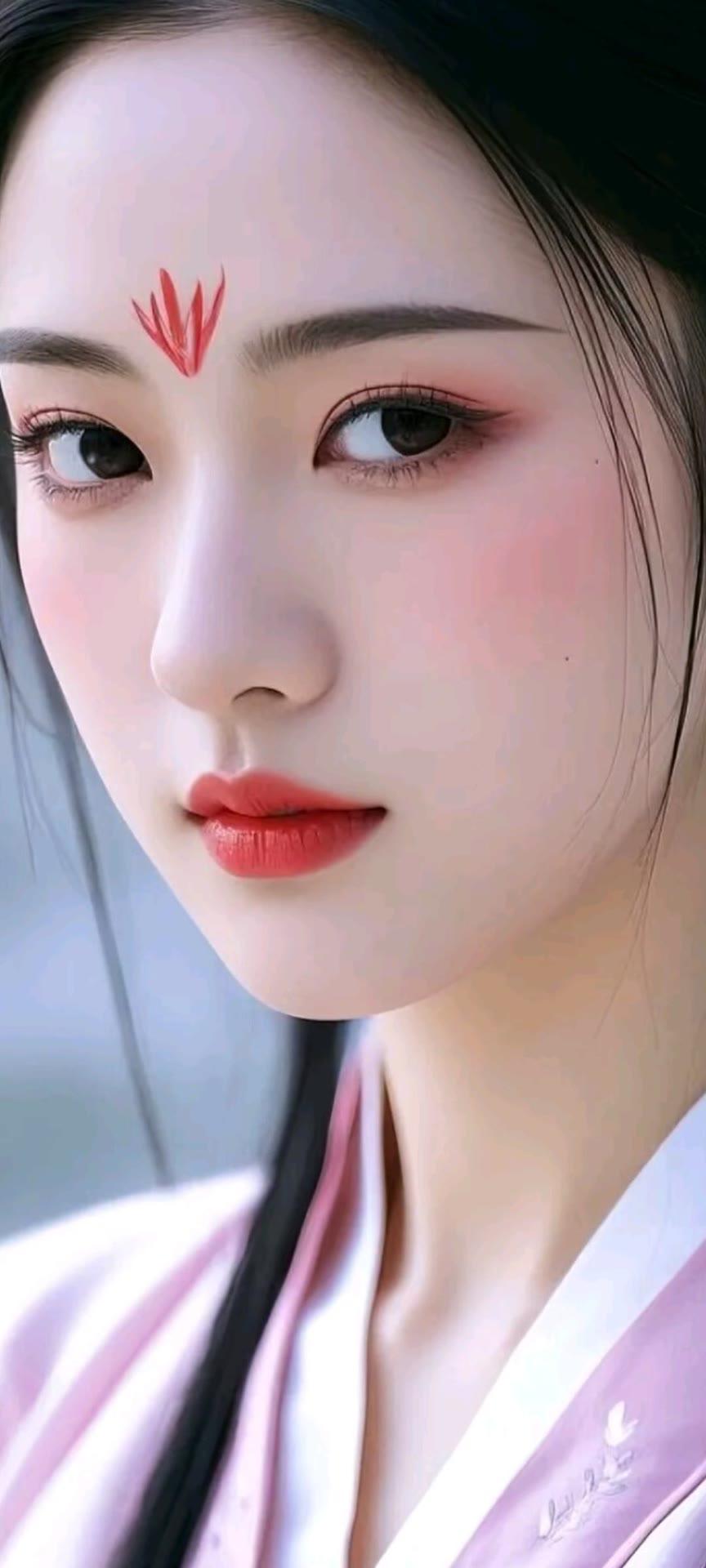 温柔古典美人，红妆映雪，古风韵味十足。