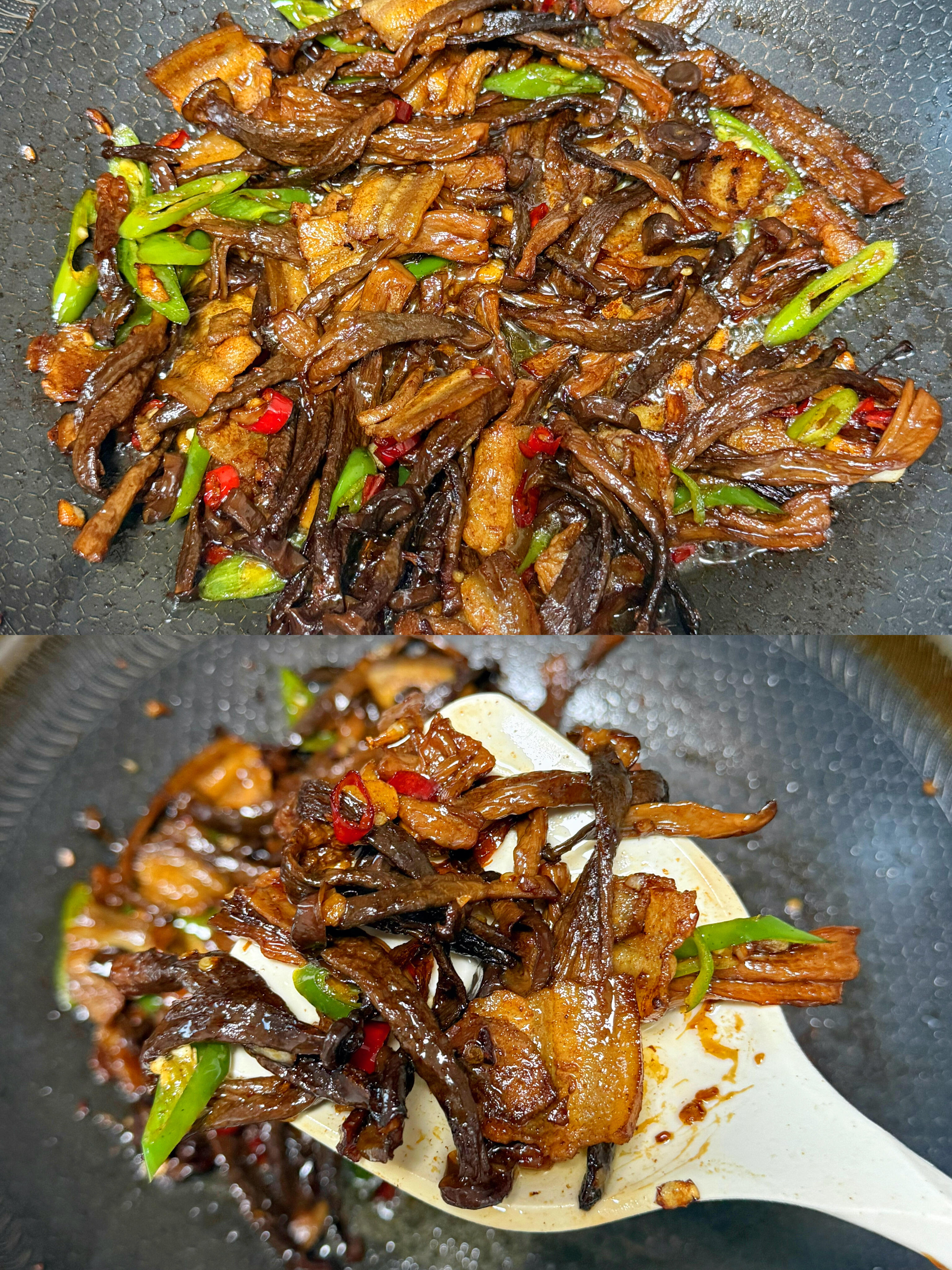 鹿茸菇炒五花肉✨鲜到上头，配米饭炫两碗谁懂啊！鹿茸菇和五花肉搭配在一起，简直是