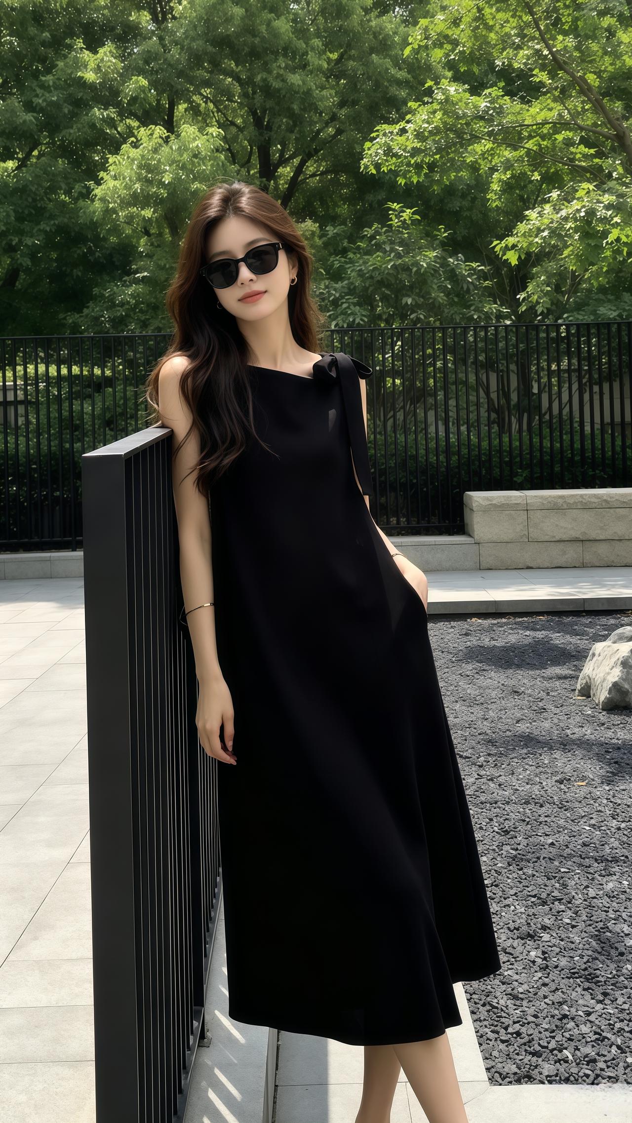 女生不费力的夏季穿搭今日份极简穿搭黑长裙韩系穿搭穿搭