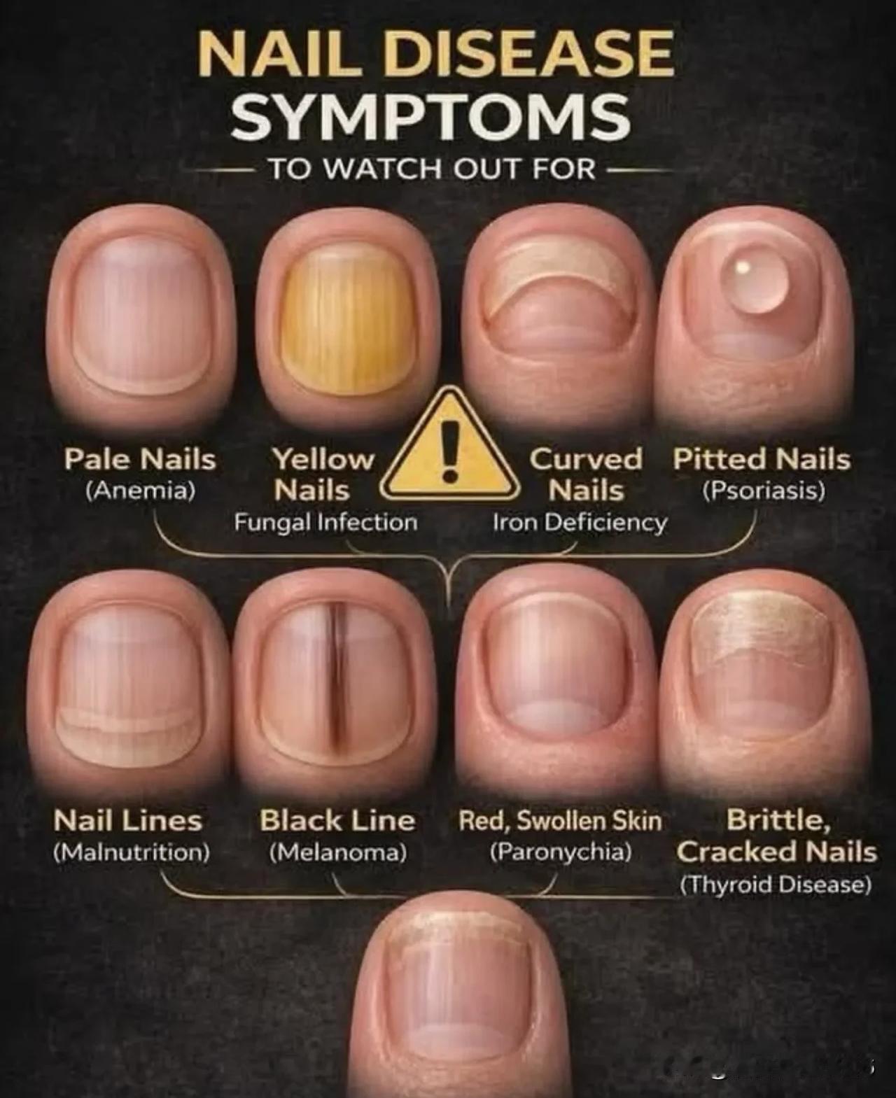 指甲诊断：需要注意的指甲疾病症状指甲苍白（贫血）指甲发黄真菌感染