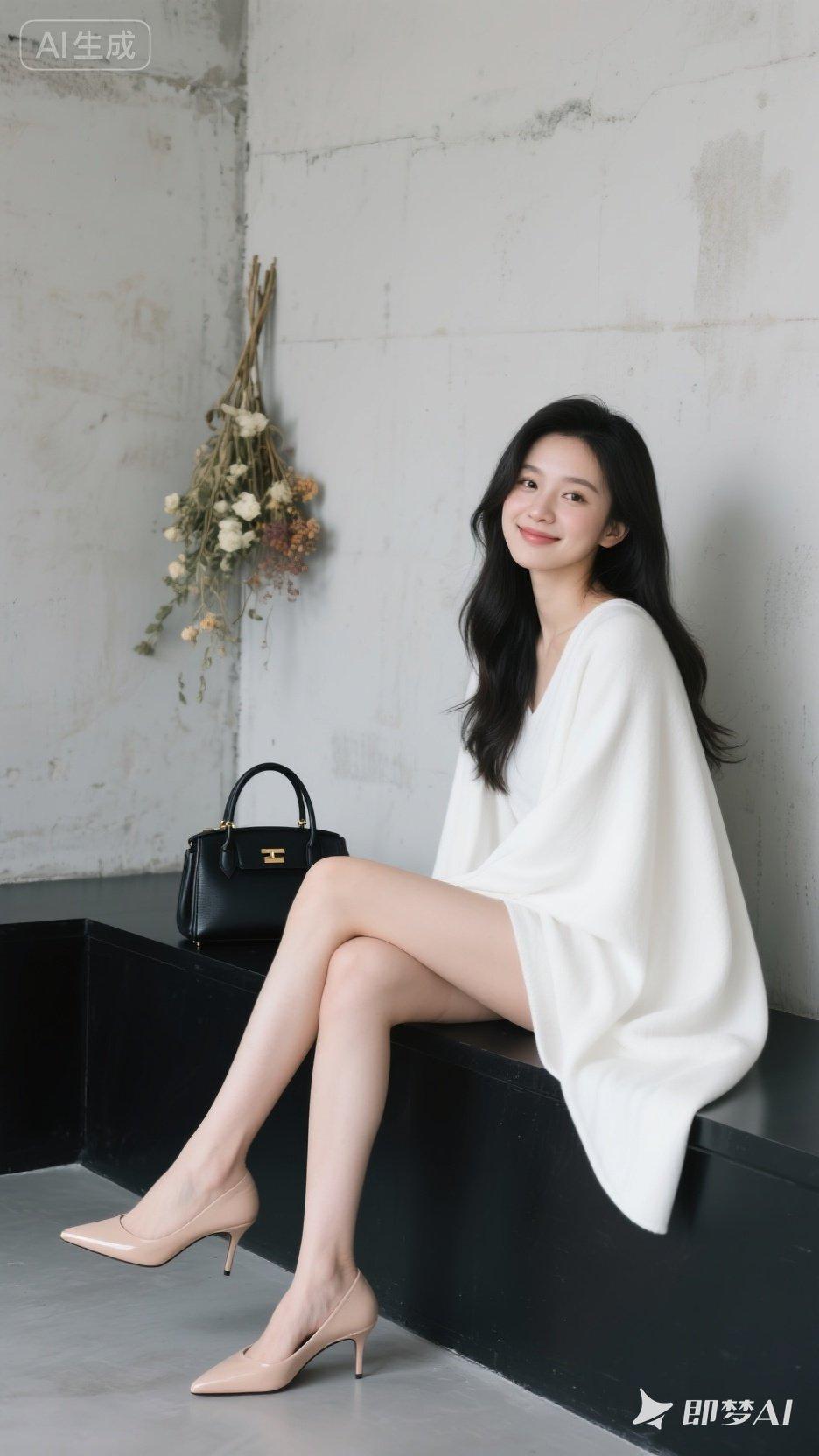优雅白裙与高跟鞋的完美搭配，尽显都市女性魅力！