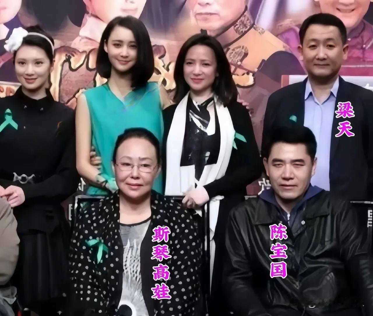 六位演员的合影，认出来了陈宝国、斯琴高娃和梁天，那三位美女真的是记忆力模糊了，特