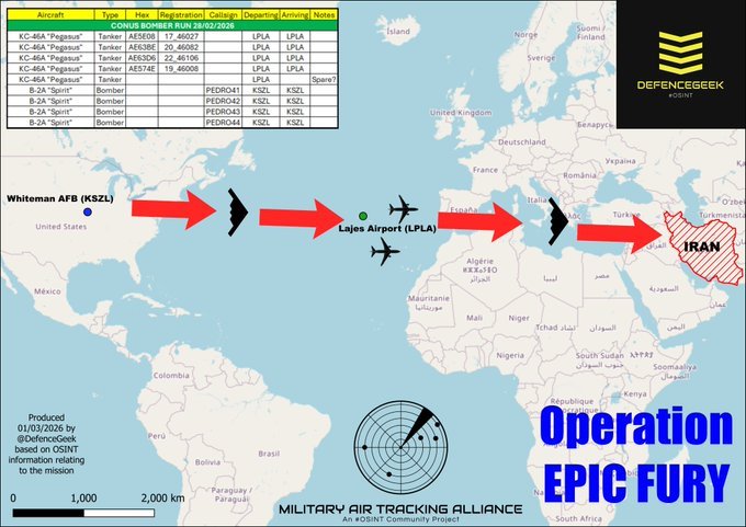 ！：B2也出动了！但是不知道真假？达成什么目标呢？昨夜4架B-2A"幽灵"轰炸机