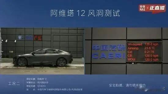 阿维塔12风洞测试结果出炉：风阻系数0.21-0.27。本次测试由阿维塔科技副总