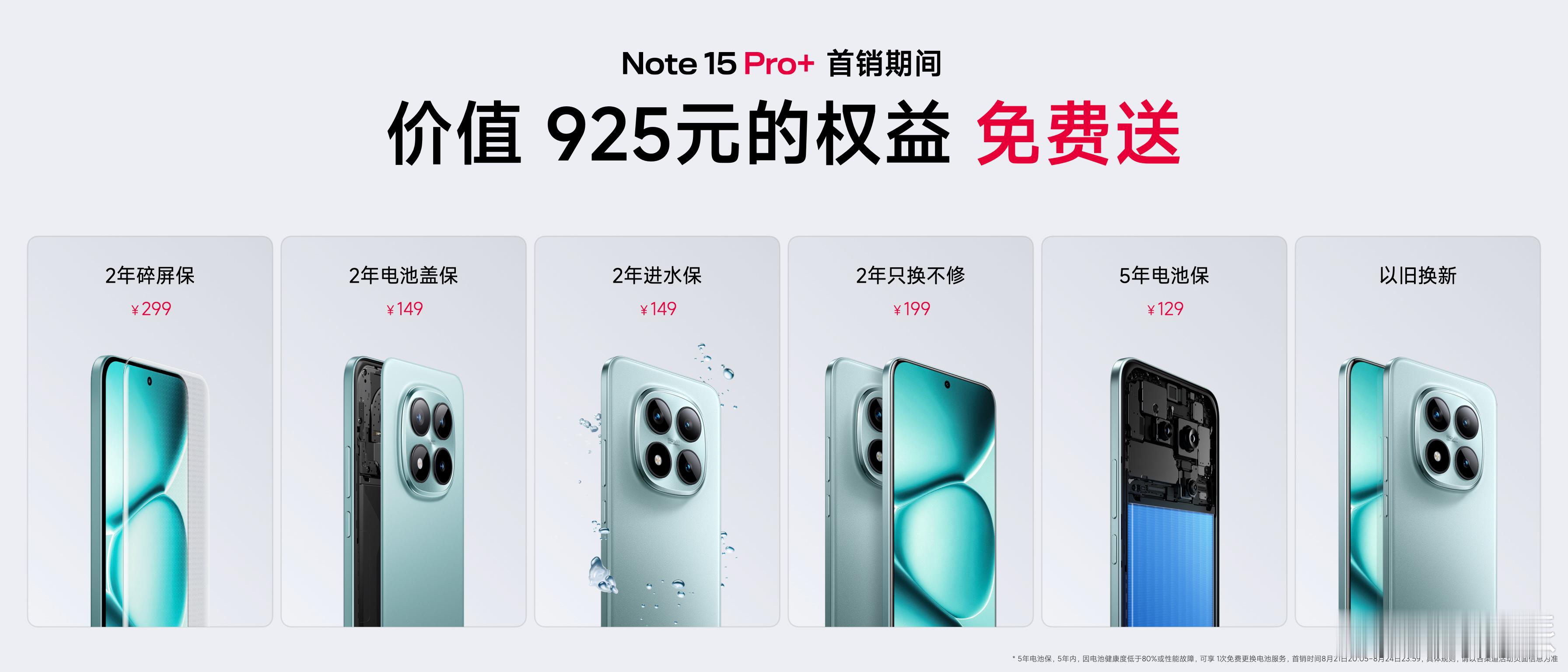 这次REDMINote15Pro系列首发还送六大保障权益，涵盖了2年碎屏保、