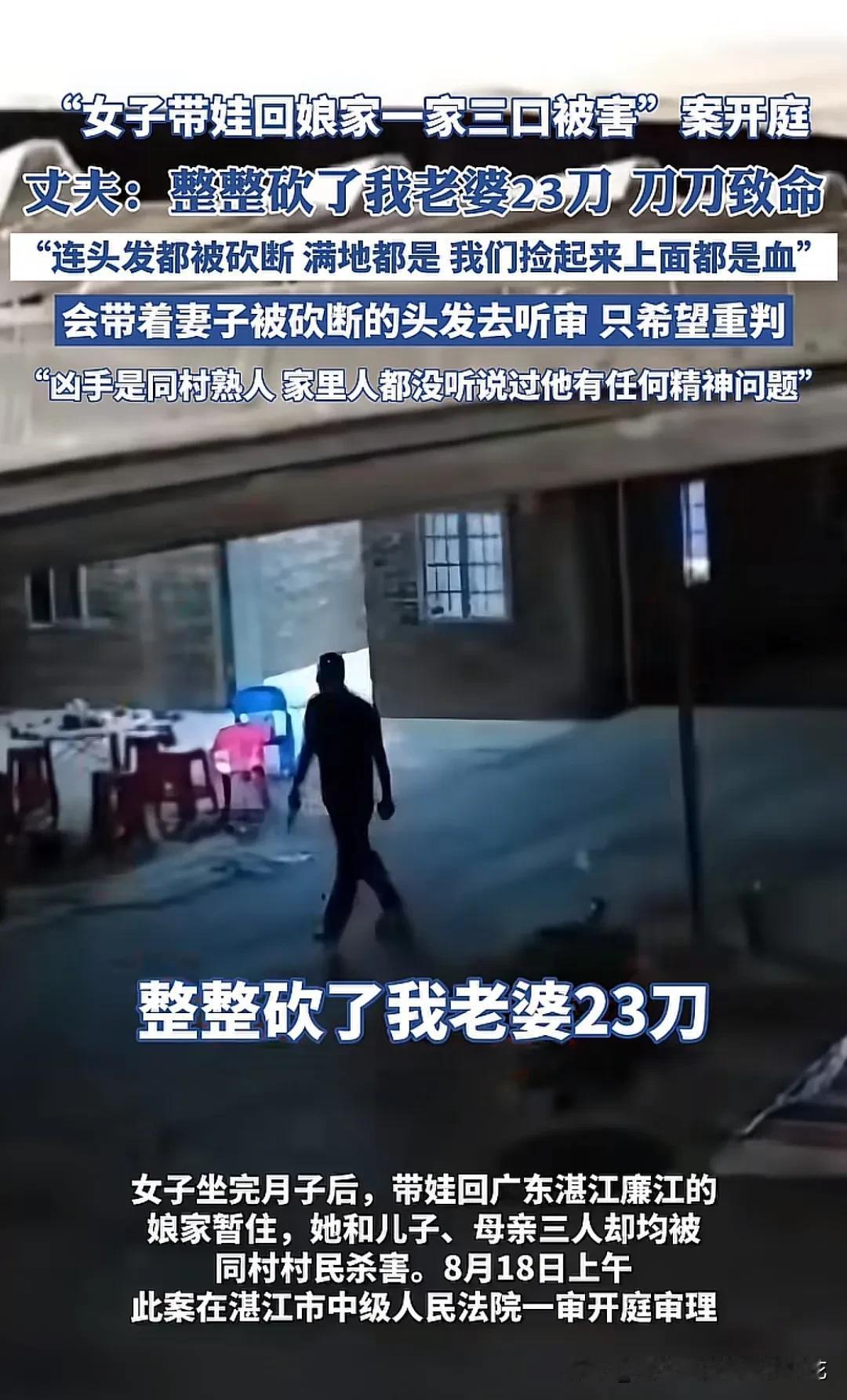 广东一家三口遇害案今日开庭，被告人叶某志被判处死刑！叶女士刚生完二胎不久，带着2