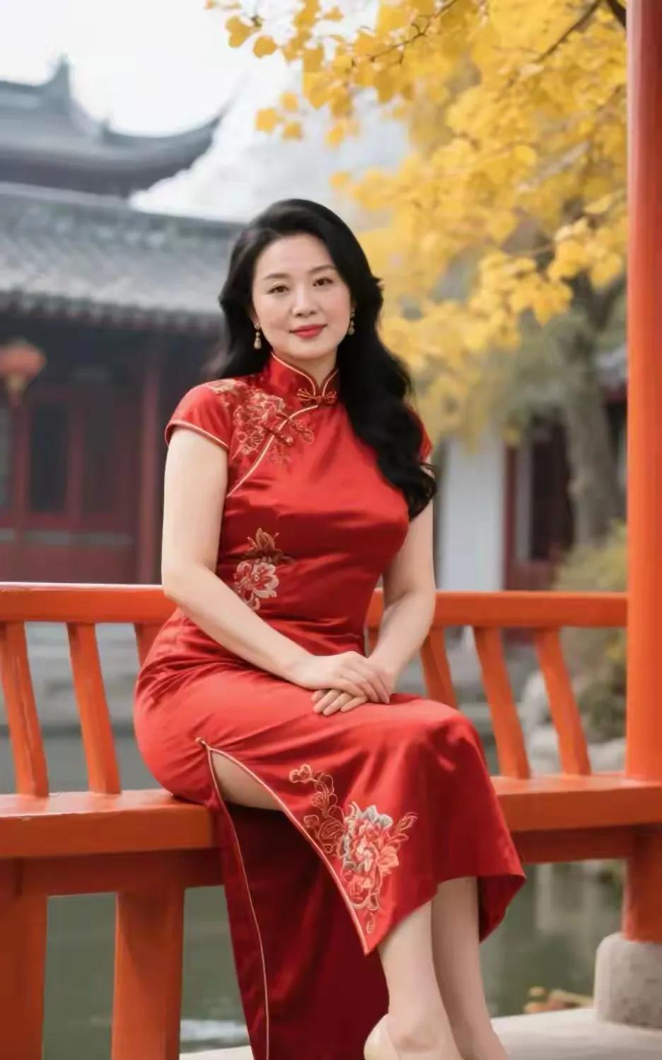 银杏金黄喜逢秋，贤妻高雅情丝柔。清风亲抚诗情赋，………………层林染，白云
