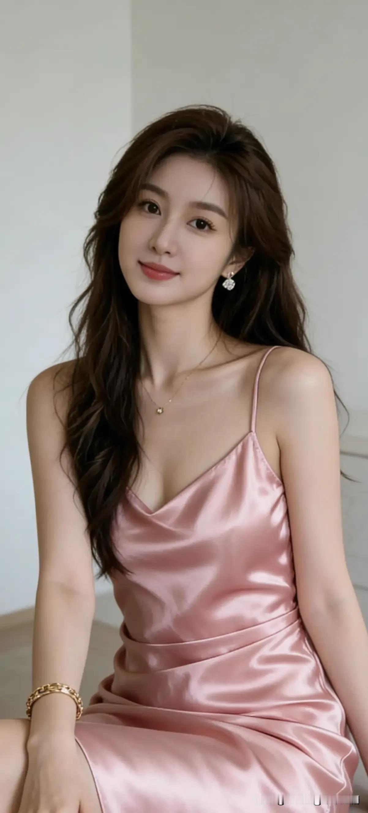 粉缎裹着温柔，金饰缀着优雅，在静谧的时光里，我与自己温柔相拥。温婉高级淡雅笑