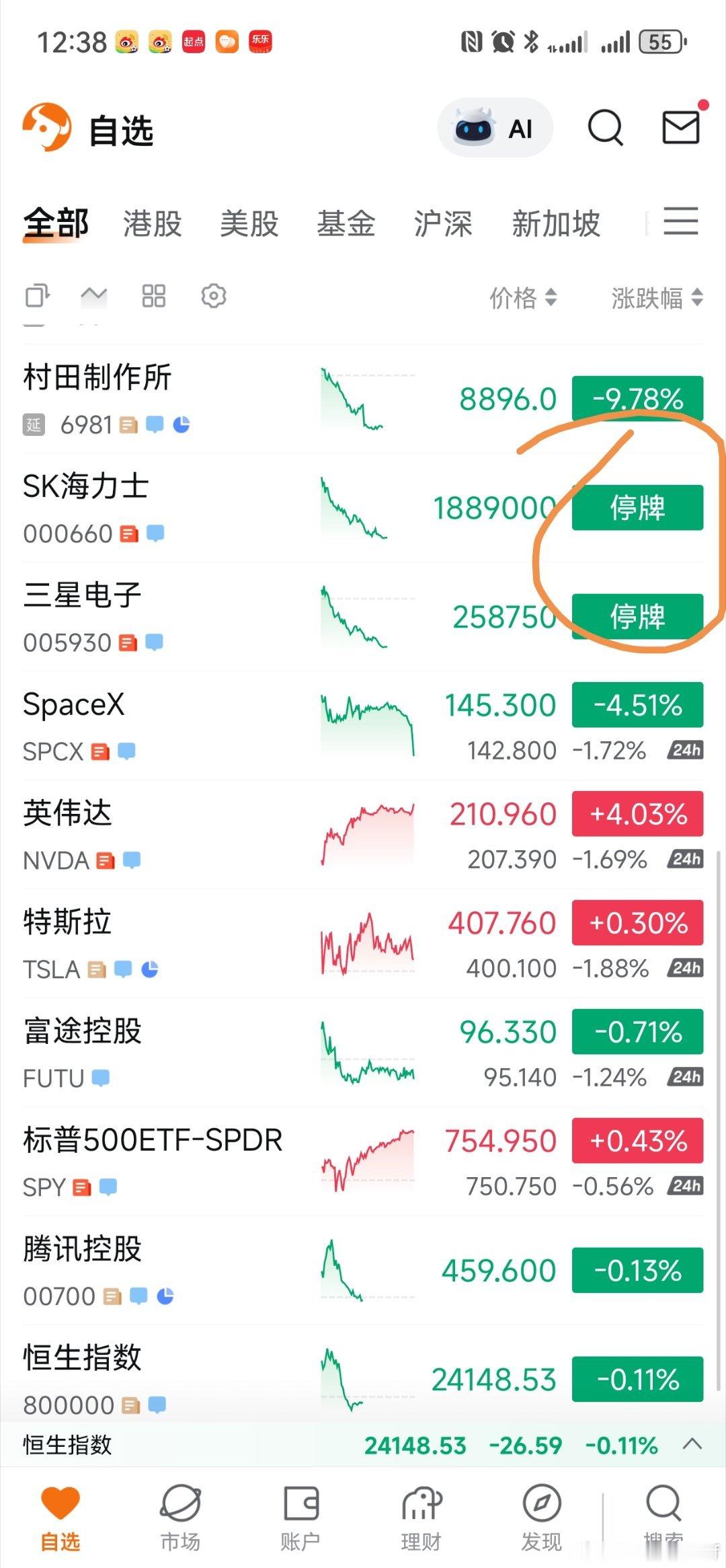 停牌了