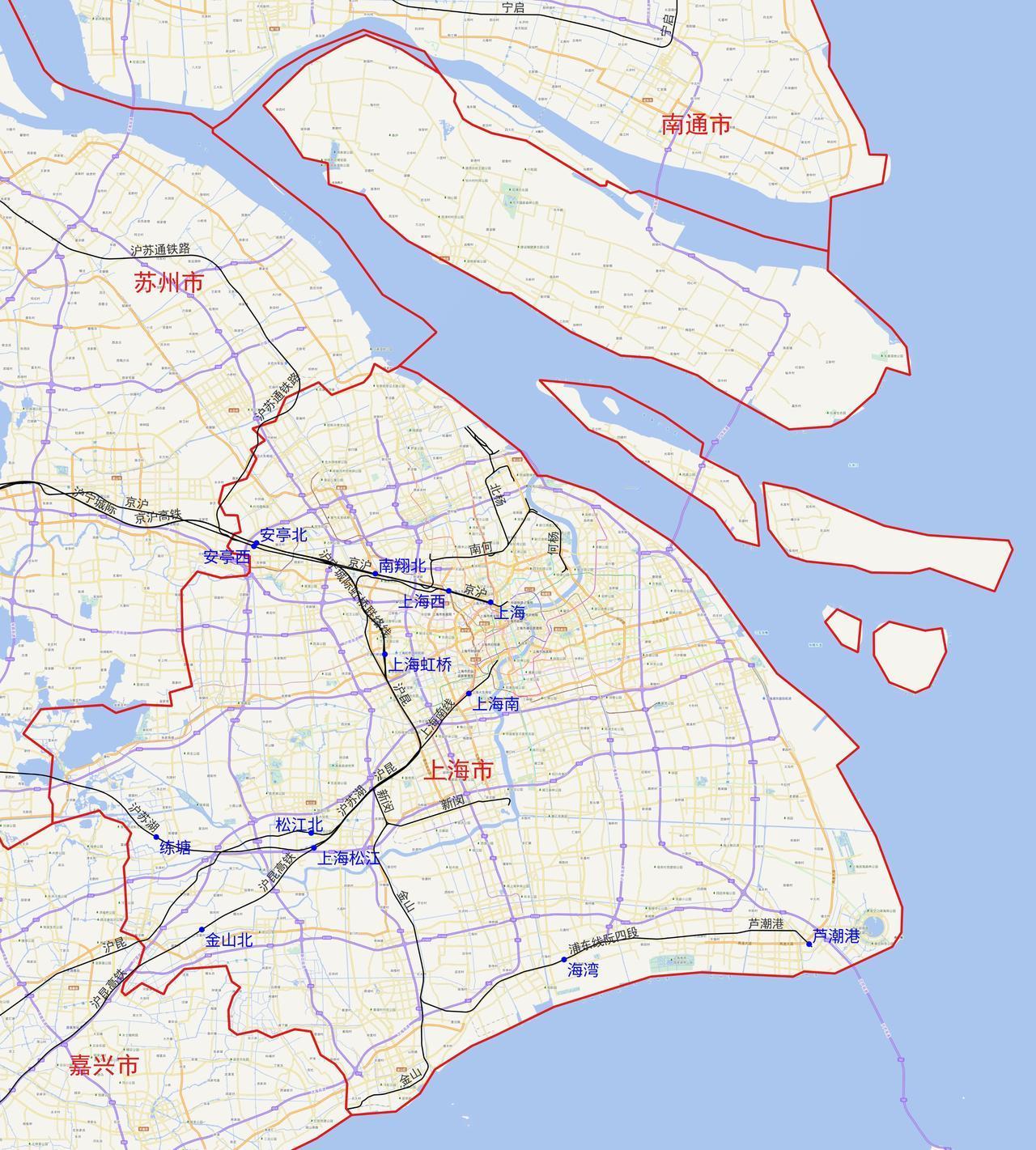 上海市铁路及客运站分布图根据铁路12360数据，上海市目前有以下13个铁路客运