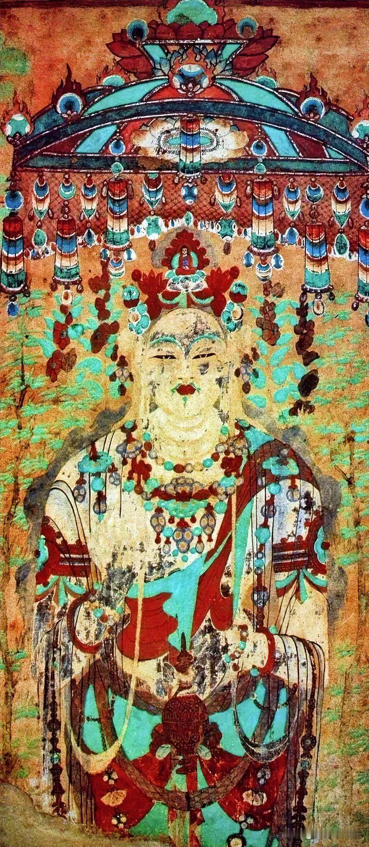 别只盯着45窟彩塑！墙上这幅盛唐观音，美得惊心动魄说起莫高窟45窟，所有人