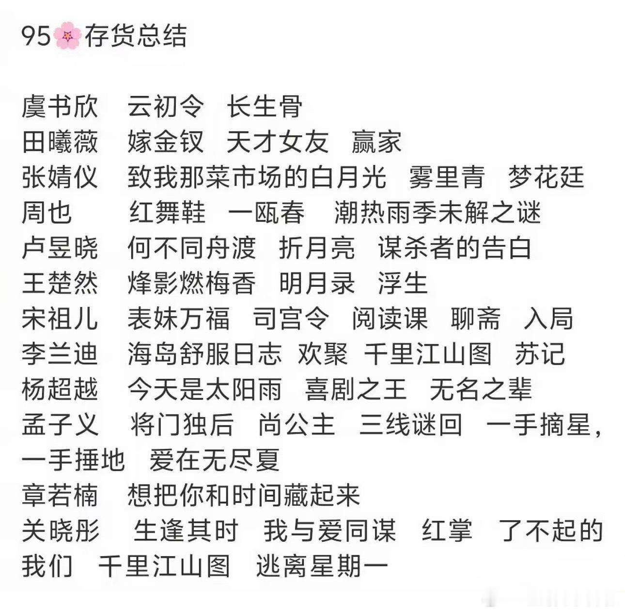 内娱95花待播剧存货，能不能再爆个顶流🌸啊🤔