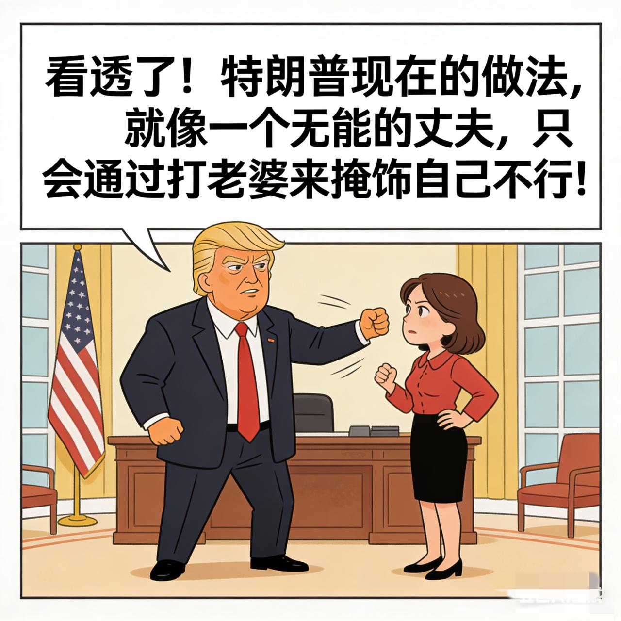 看透了！美国现在的做法，就像一个无能的丈夫，只会通过打老婆来掩饰自己不行！