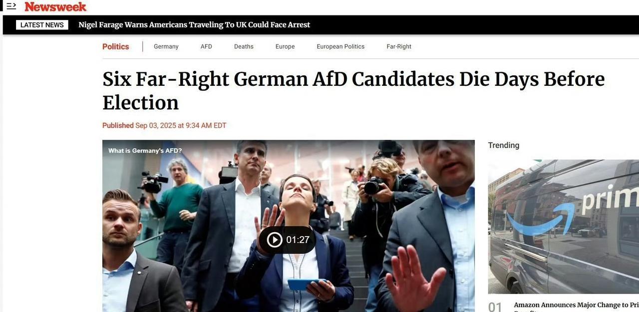 德国目前选举，Afd已经死了六个候选人：WolfgangSeitz，59岁，