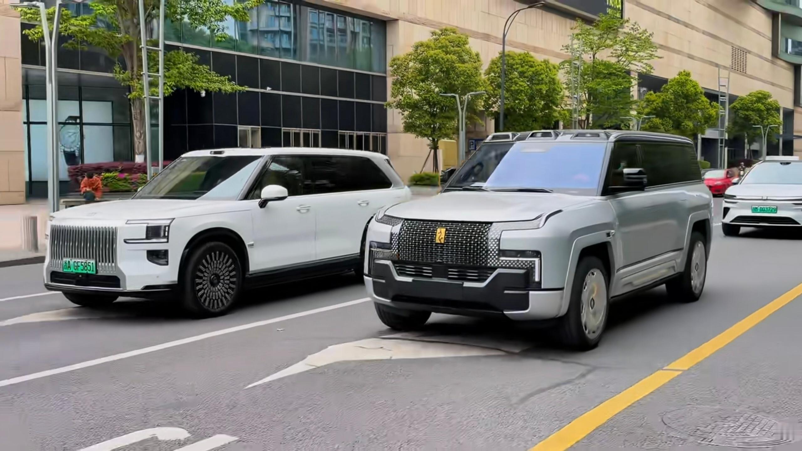 极氪9X、仰望U8L同框了，两款车都有大尺寸中网，但区别还是挺大的。仰望是原创设