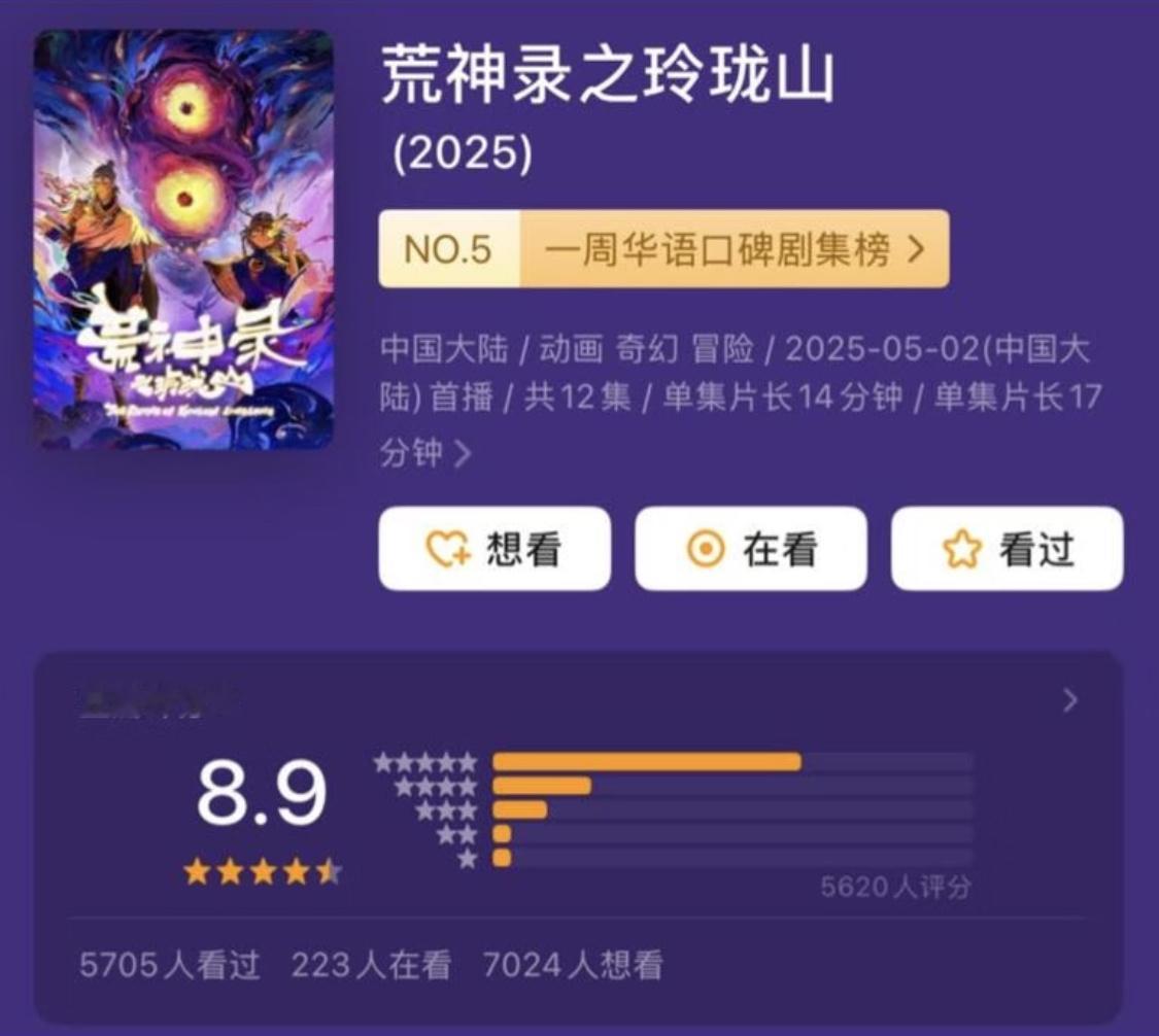 挖到宝了～这部国漫也太绝了吧，瓣直接8.9高分杀疯啦🔥《荒神录之玲珑山》都给我