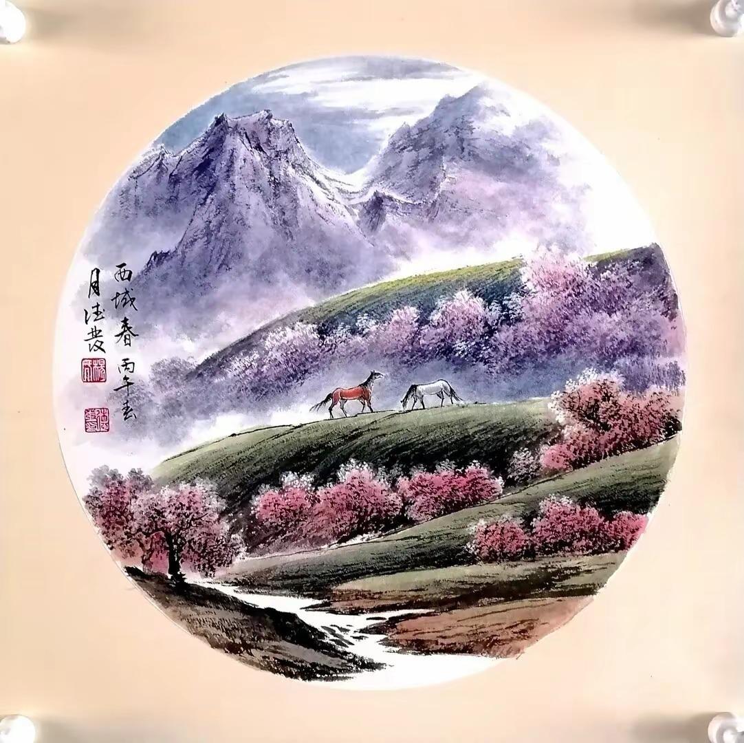 卡纸山水。卡纸斗方晒出我的绘画作品国画山水书画人生