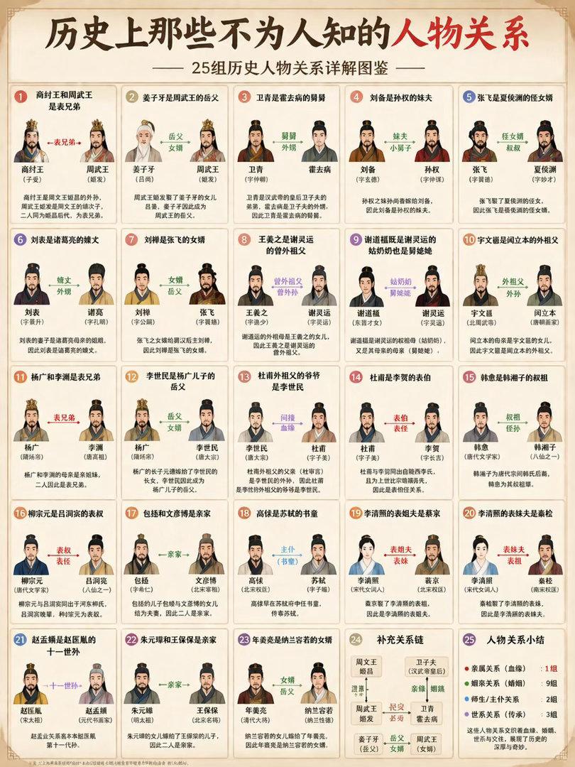 📚一张图看懂历史人物的隐藏关系，原来他们都认识！很多我们熟知的历史人物，私
