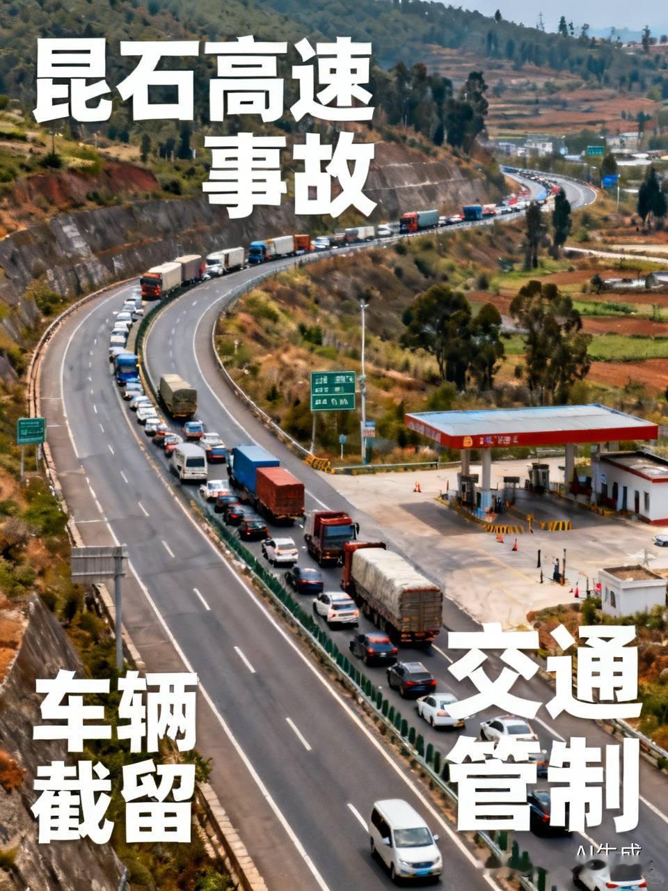 云南交投消息昆石高速昆石高速石林往昆明方向K1720+200（木喳箐1号大桥