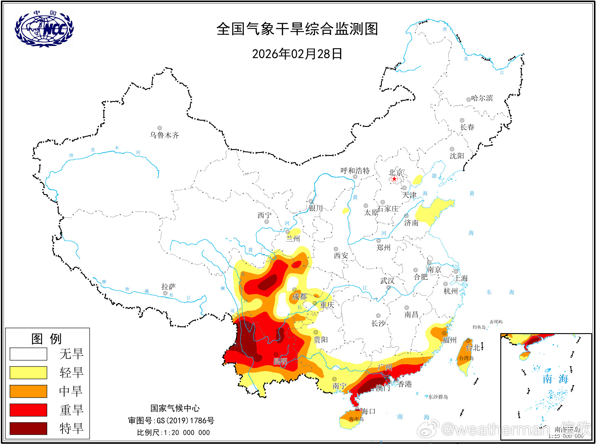【干旱】近期江西福建广东的降雨增多，江西南部、福建的气象干旱基本解除。广东的气象