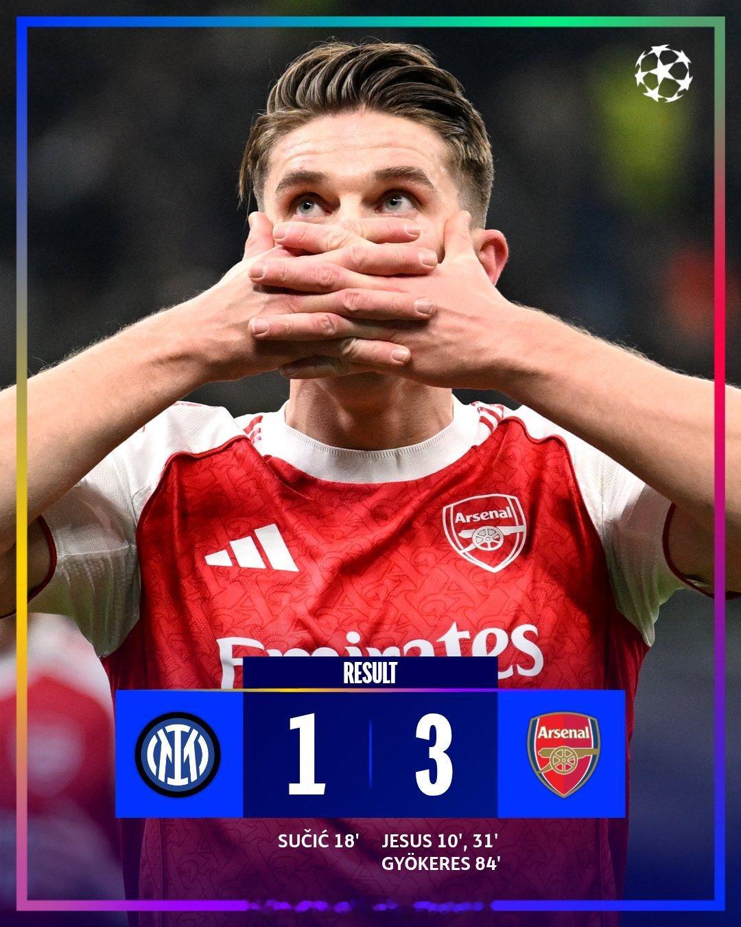 曼联本周末的对手阿森纳，在轮换了莱斯、加布里埃尔、厄德高、哲凯赖什的情况下，客场