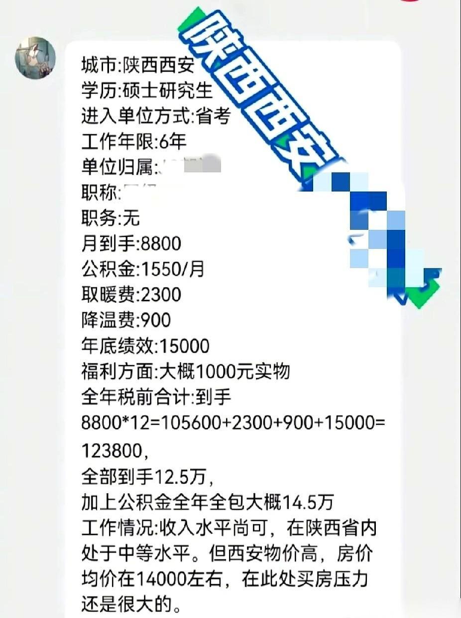 西安体制内的朋友，把一张工资条递过来，说靠这个，能在西安买套房。话音刚落，他转