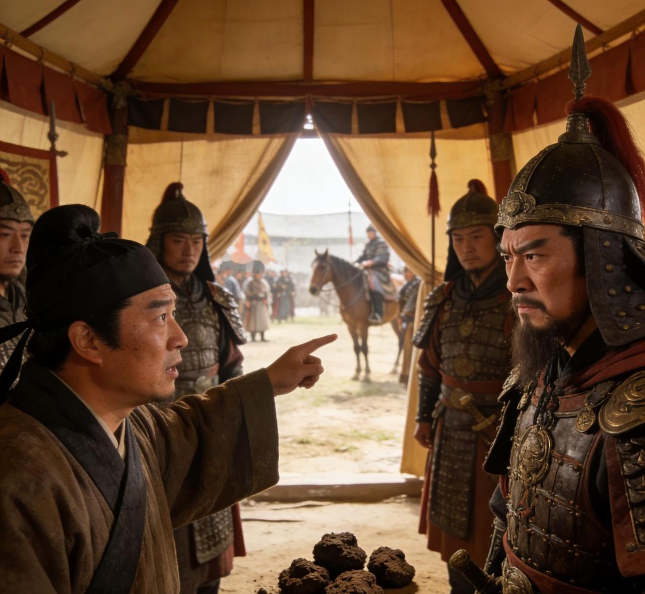 岳飞正要下令夜袭金营，一个喂马的小卒突然拦住他说：元帅，闻着马粪味不对，他们的马