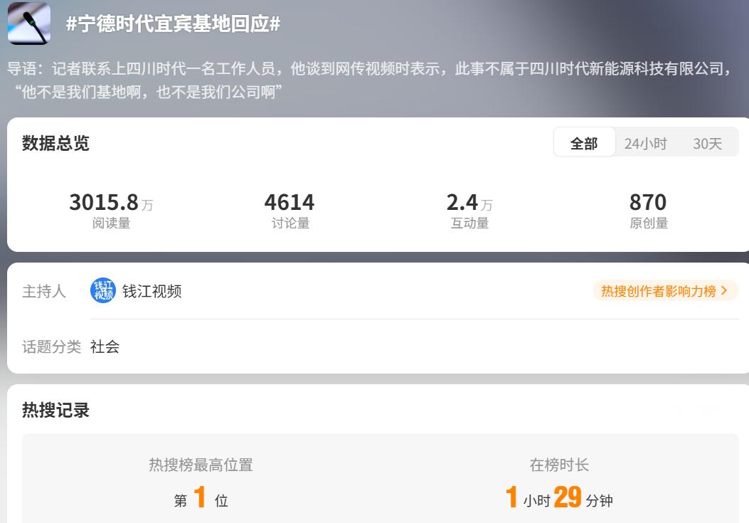 破案了：别的公司的事儿，移花接木给了宁德时代了[无奈摊手]宁德时代宜宾基地回应​​