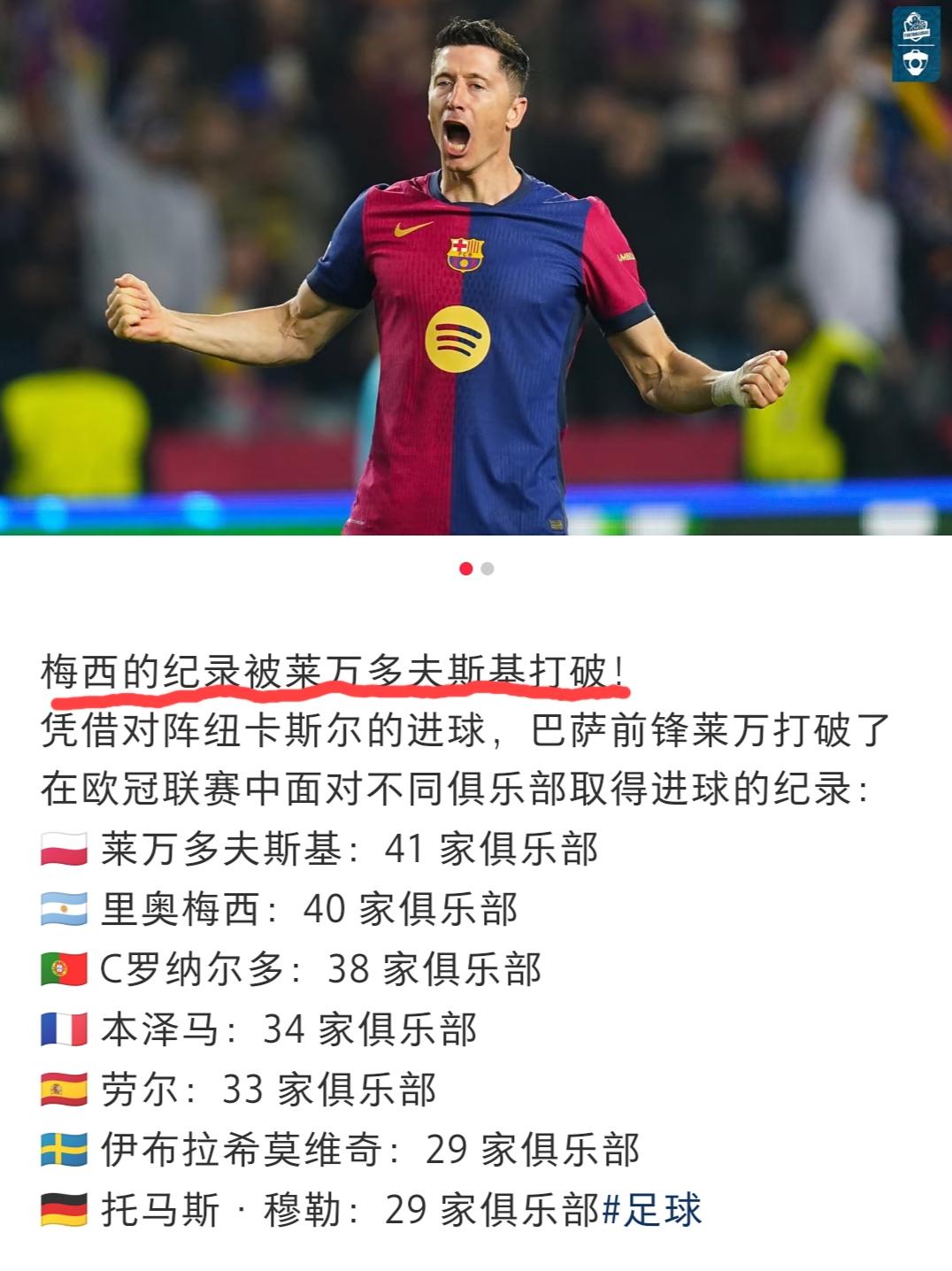 世界足坛的这些个奇葩记录:莱万多夫斯基打破了由梅西保持了几年之久的在欧冠联赛中面