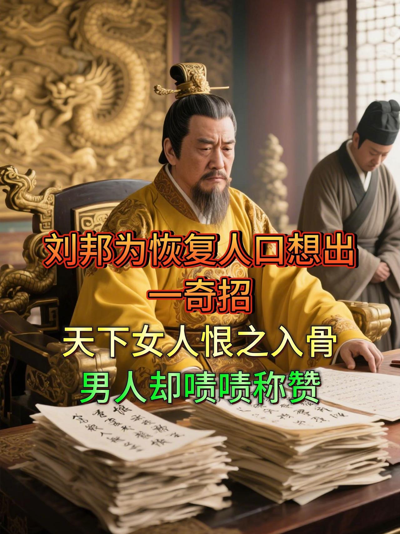 刘邦为增加人口想出一妙招，男人拍手叫好，天下女人却恨之入骨没足够的男人当兵，