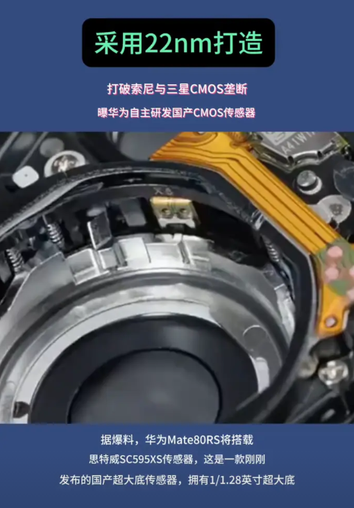 采用22nm打造打破索尼与三星CMOS垄断曝华为自主研发国产CMOS传感器。