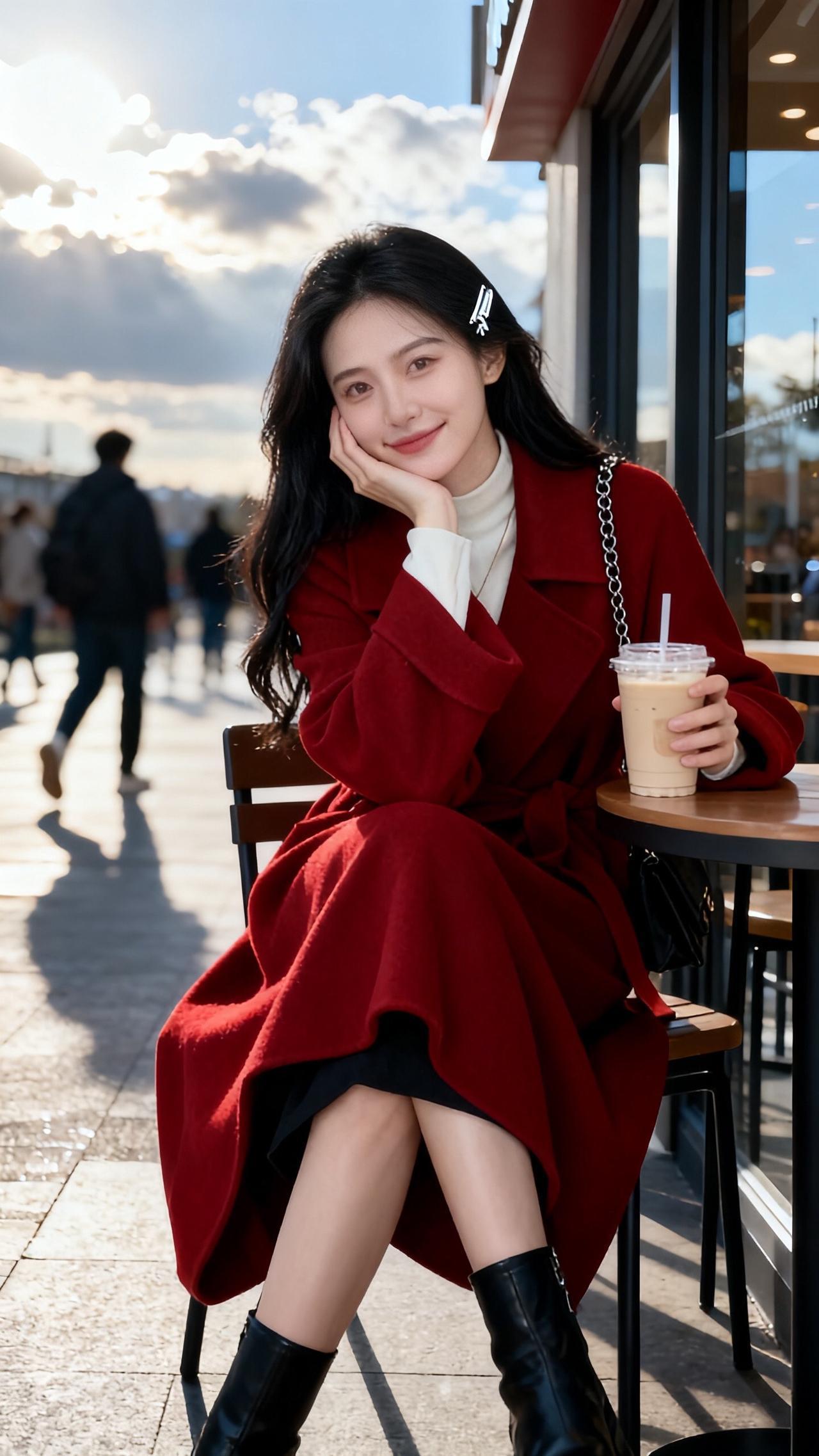 大衣外套温柔穿搭新年穿搭毛呢大衣韩系穿搭