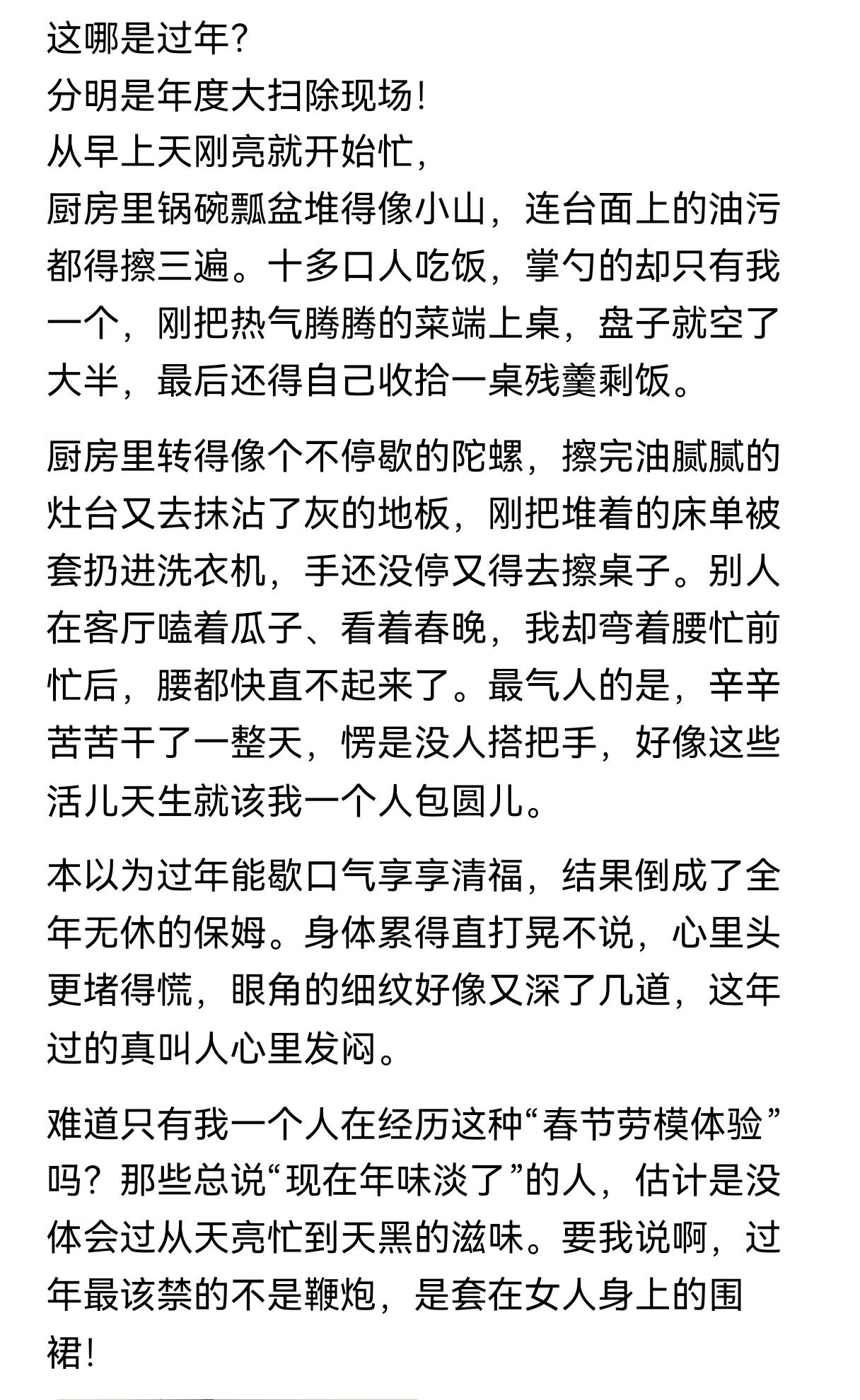 过年搞卫生让年都过的难受除了大扫除，每天一日三餐的碗筷都烦人。尤其是有人要当大