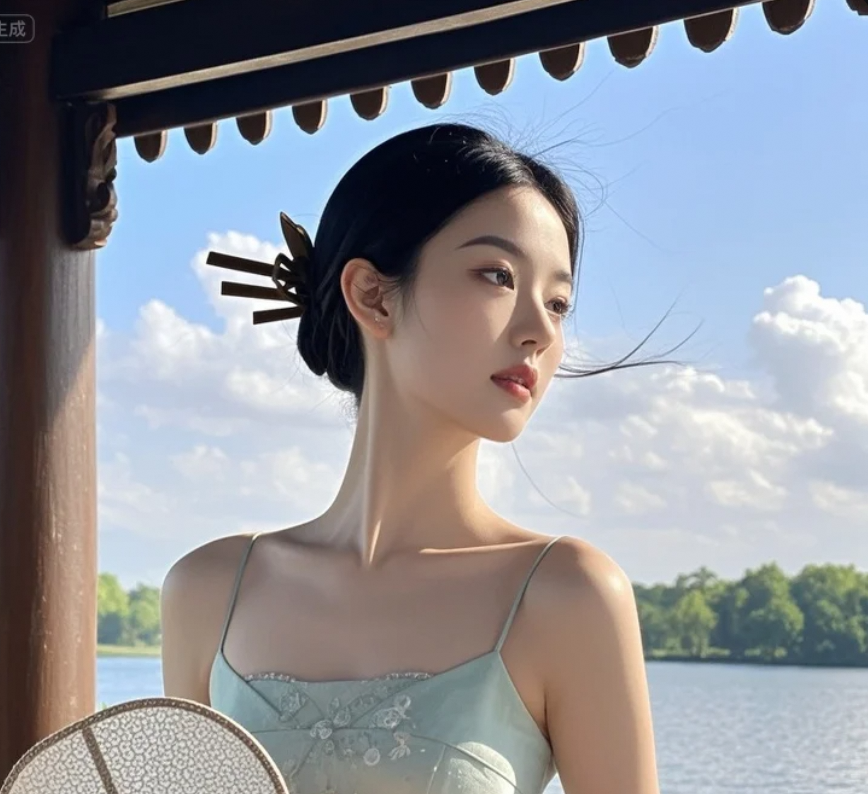 执扇听风，她把整个夏天都穿在了身上