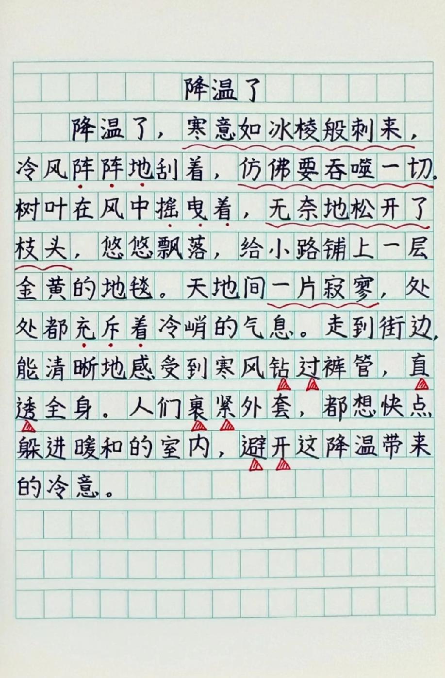 这篇“降温了”的作文火了，把落叶写成“金黄地毯”，你被哪句戳中了？