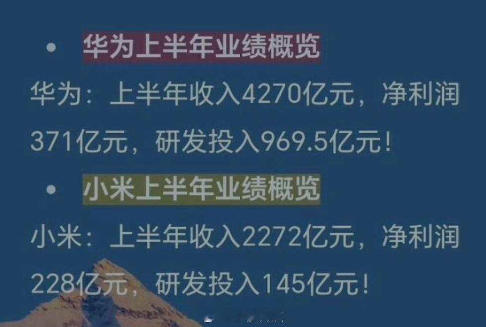 25年H1，华为🆚小米营收业绩对比，感受一下两者的差距[doge]​​