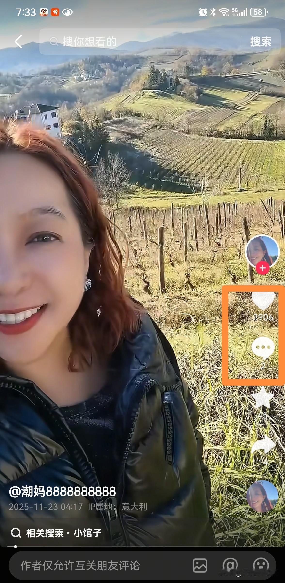 意大利潮妈最新视频，限制了评论，说是也出去旅游几天，这是害怕了，躲了？为什