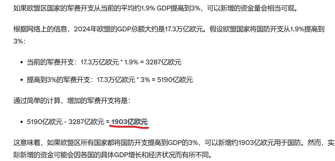 欧盟和乌克兰拒绝了川普的和谈提议，川普威胁说要从欧洲撤军。目前美军在欧洲军费花销