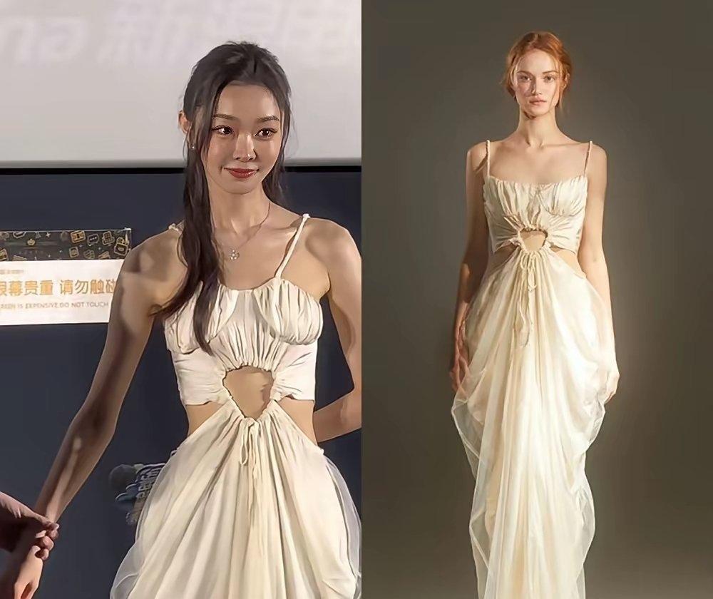 宋轶这真不能怪衣服了原版模特穿上挺好看的，上半身的重量在肩带上，腰间的位置也是