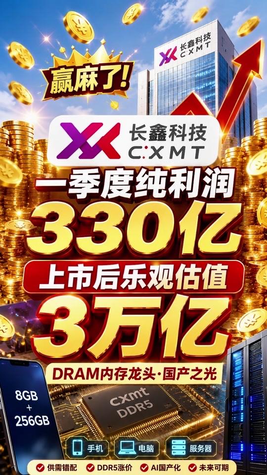 浅谈：长鑫科技上市核心数据。…………………………………….长鑫科技7月16日
